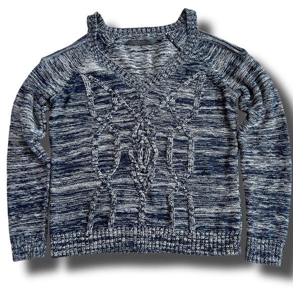 Guess Cold Shoulder Sweater with Braided Front size Girls M V-neck Cotton - Picture 1 of 9